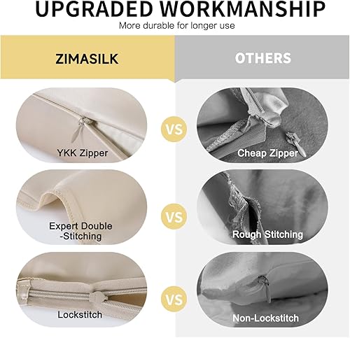 Miniatura 5 de ZIMASILK Funda de almohada de seda de morera 100 % pura mejorada para cabello y piel, con cremallera oculta reforzada, seda de grado 6A más suave y
