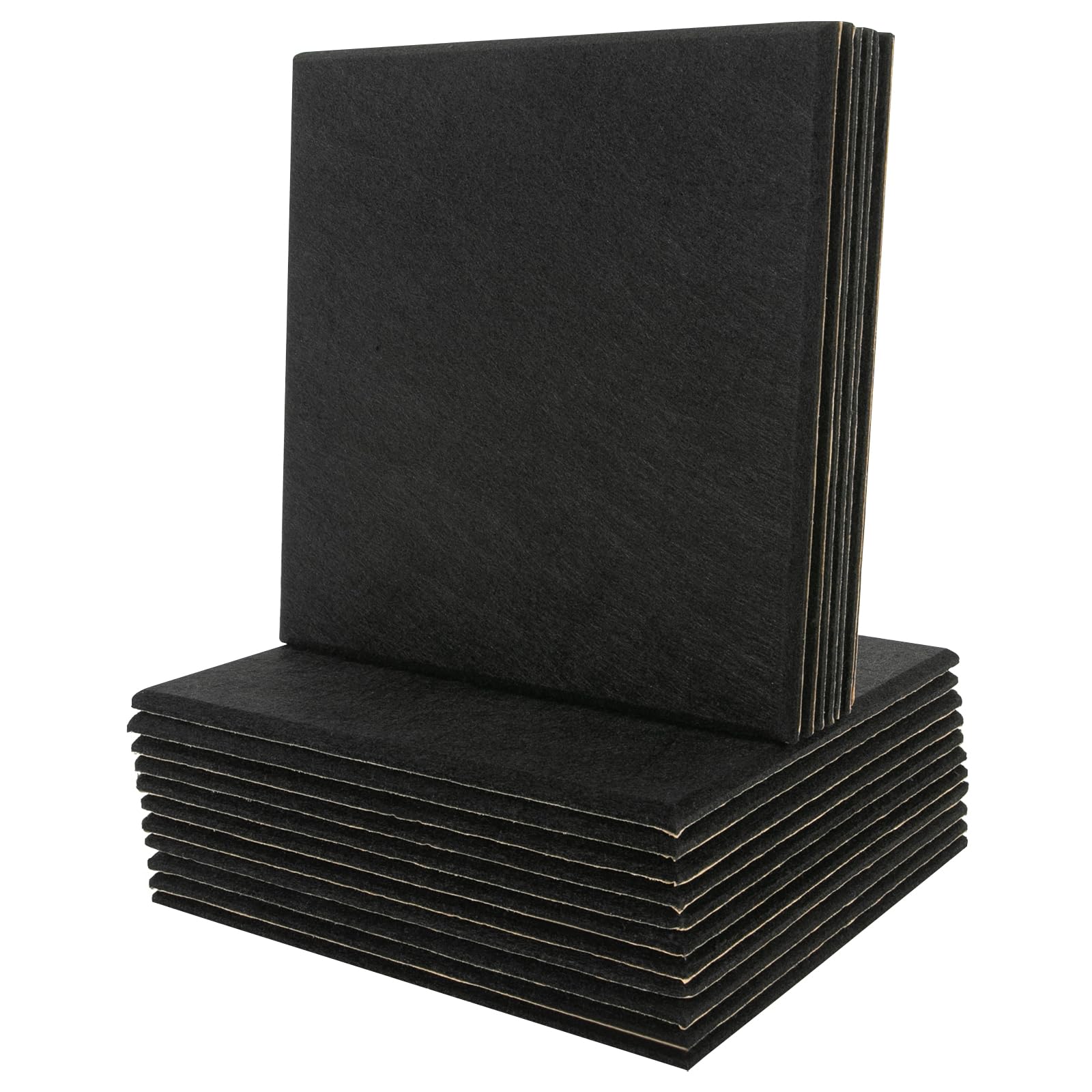 18 pannelli acustici autoadesivi in fibra di poliestere per soggiorno, ufficio, sala giochi, kTV, cinema, camera da letto, 30 x 30 cm (nero)