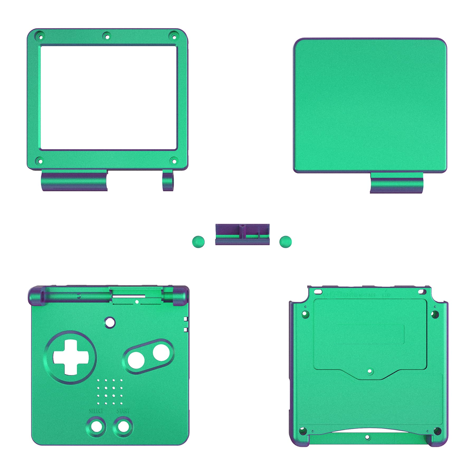 eXtremeRate Cover Scocca Ricambio per Gameboy Advance SP,Custodia Tasti Pulsanti Kit per GBA SP Console-Compatibile con IPS&Standard LCD(Non Include Console&IPS Schermo)-Camaleonte Verde Viola