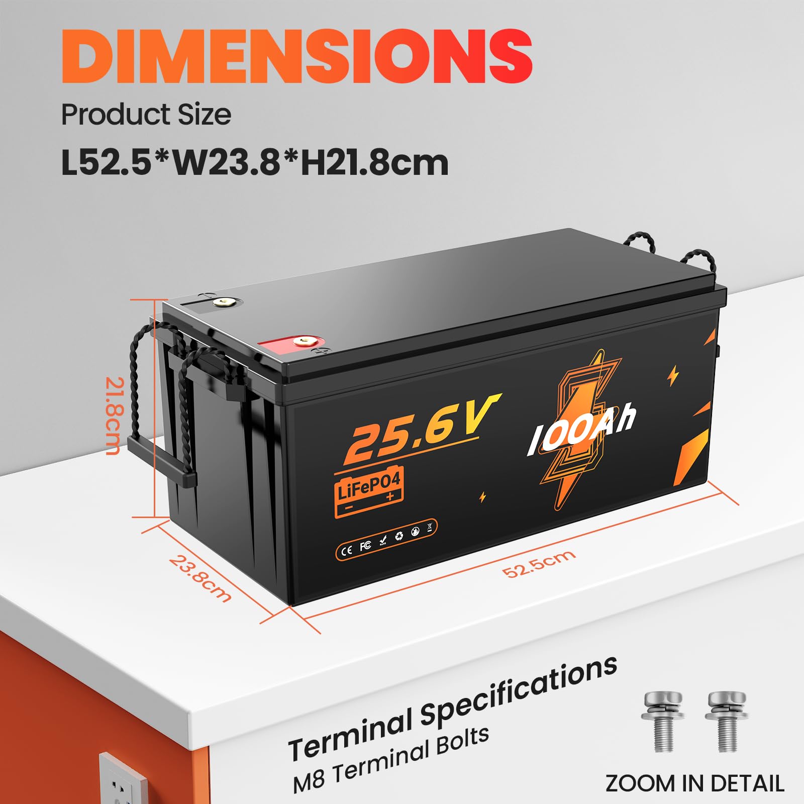 Batteria LiFePO4 da 24 V, 100 Ah, batteria al litio da 2560 Wh, fino a 15000 batterie al litio Deep Cycle 100 A BMS, classe A LiFePO4 celle per camper, camper, camper, camper, accumulo di energia, Van