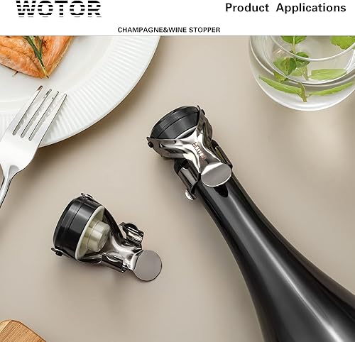 Miniatura 7 de Tapones para botella de vino y champán de acero inoxidable con silicona de grado alimenticio, a prueba de fugas, se mantienen frescos,