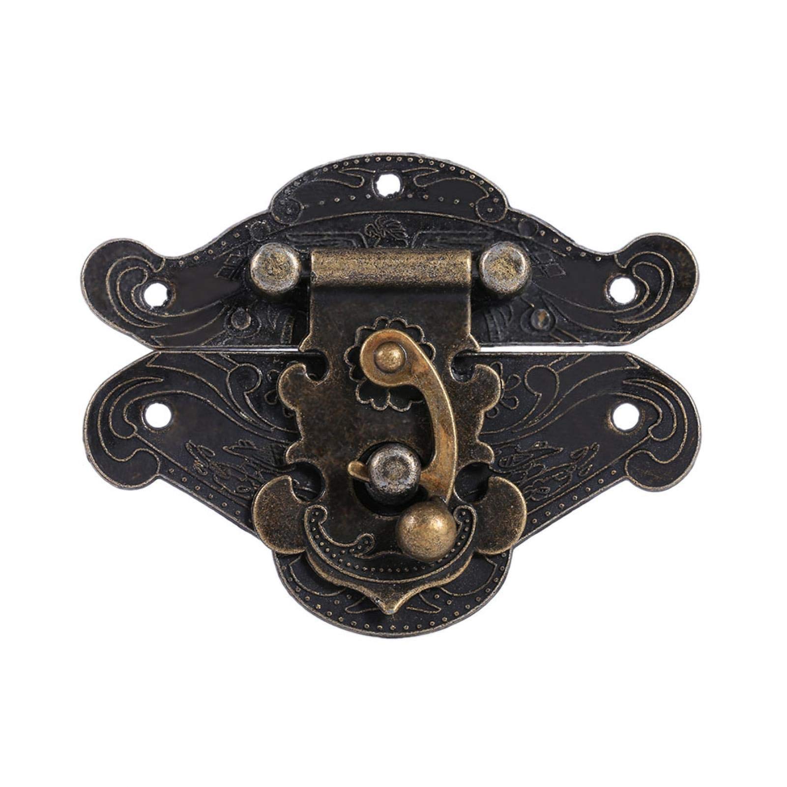 GLOGLOW Antique Bronze Hasp, Vintage Decorative Cabinet Latches Hasp Pad Lock Clasp for Jewelry Wooden Box Case Chest(66Ãƒâ€”54mm)-image-6