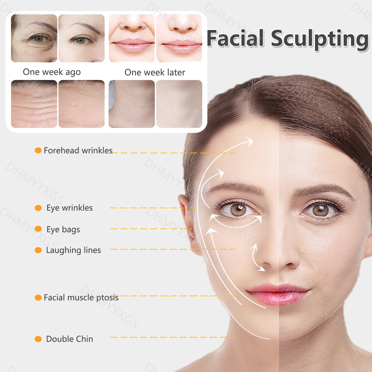 Apparecchio 7 in 1 per rassodare la Pelle Corpo,Apparecchio Lifting Viso, con 7D-Hifu ad Alta intensità,Energia Regolabile per Viso 0,1-2,5J e Corpo 0,1-3,0J,con 2 manipoli Hifu High + 7 sonde