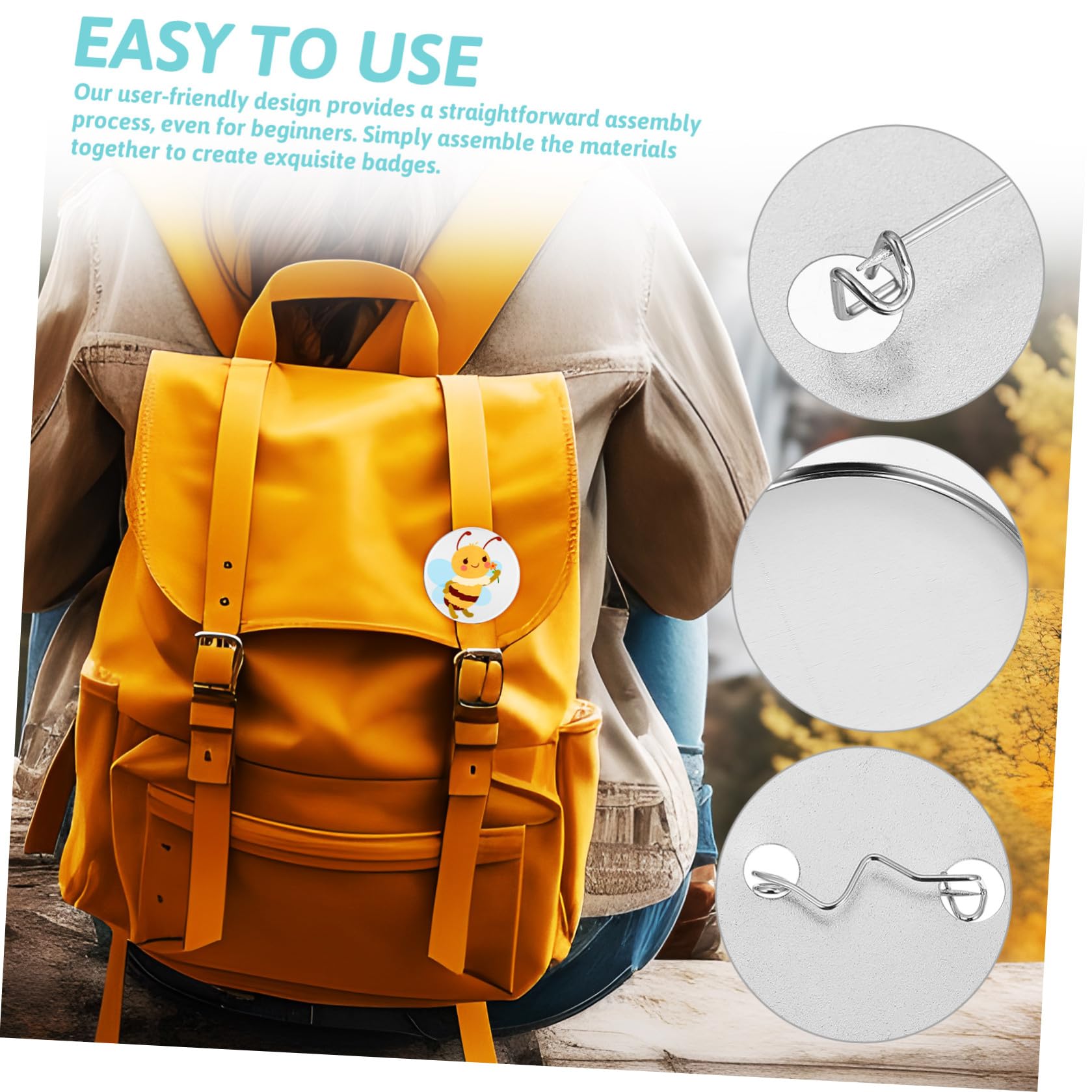 STOBOK 100 Satz Metallnadeln für Button Herstellung 58mm Rund Eisen mit Rückseiten und Folien Zubehör für Anstecknadeln