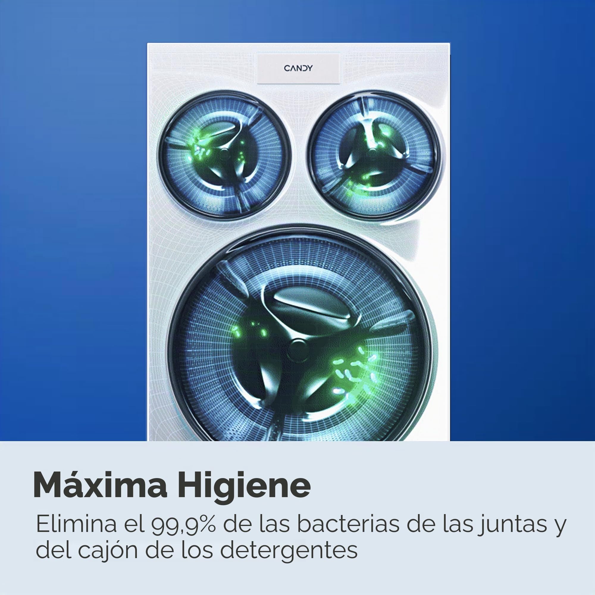 Candy MultiWash Lavadora 3 Discos Independientes 10 + 1 + 1 kg 1400 RPM Motores Direct Drive Autoensamblaje Smart AI, Clase A, Higiene UV Blanco
