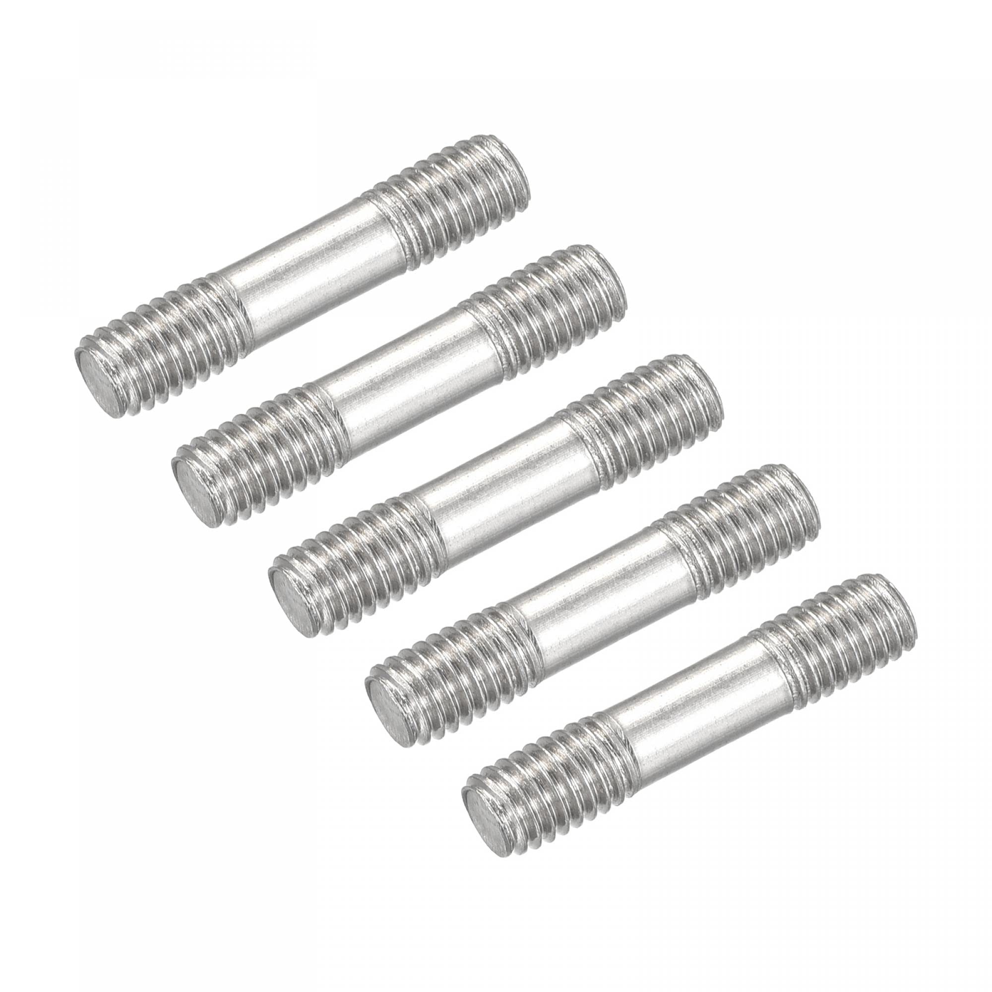 sourcing map Double Ended Stud Screws (M5 Thread 25mm Length) 5pcs, 304 Stainless Steel Dual Threaded Rod Bolts - for House Maintenance
