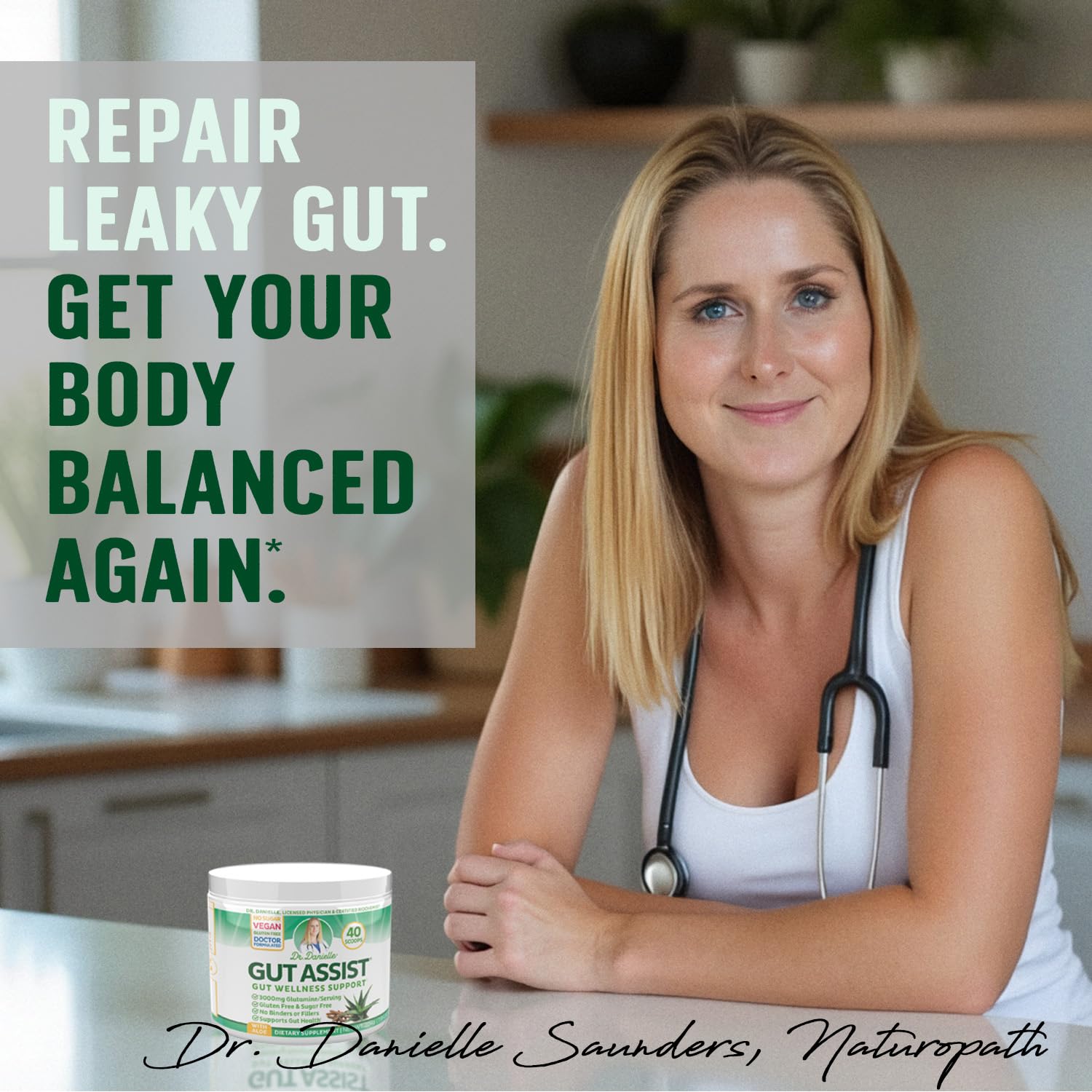 Gut Assist Leaky Gut Support Powder | 40-Servings with L-Glutamine, Arabinogalactan, Licorice Extract, and More! Doctor Crafted Botanical Formula by Dr. Danielle — Amazon image 2