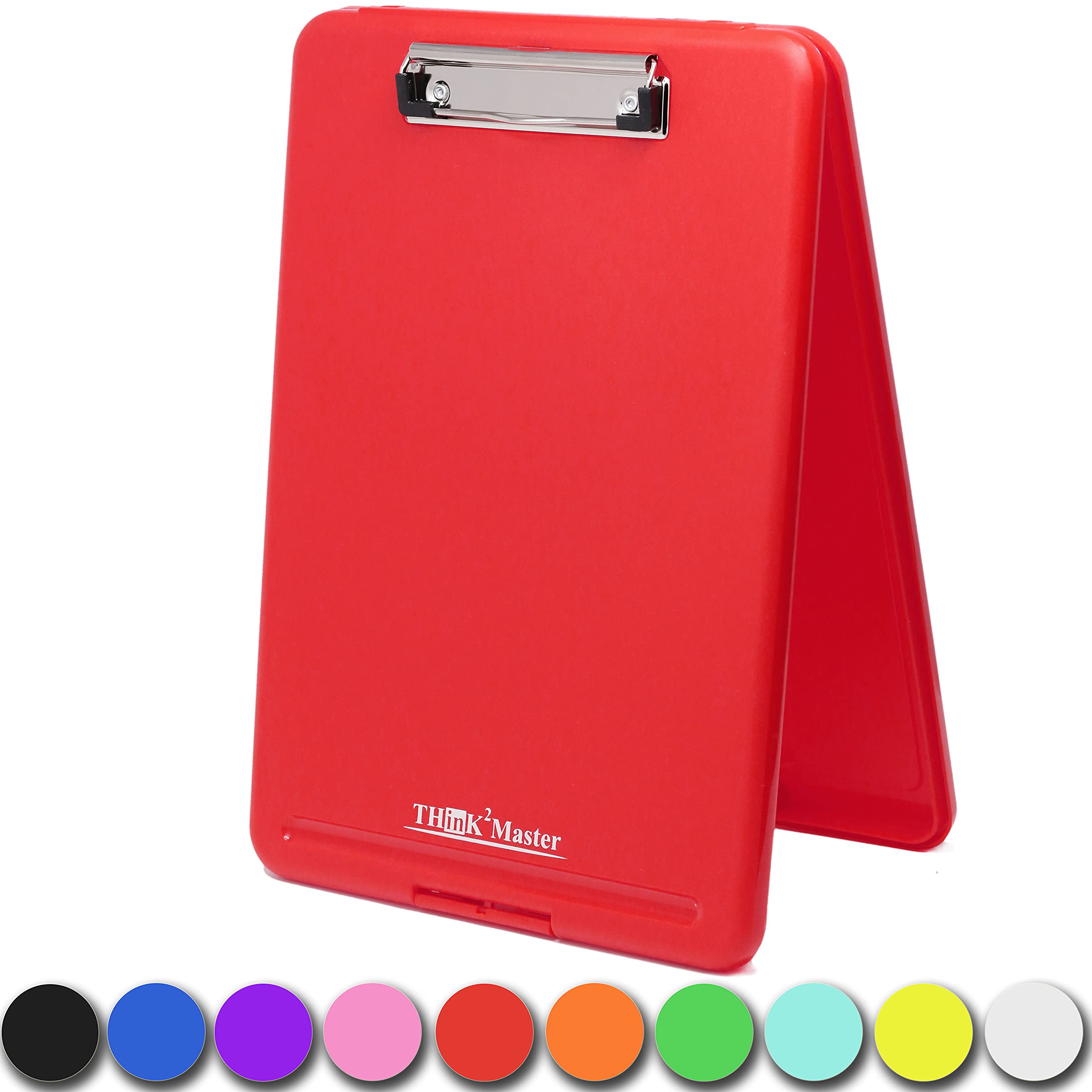 Think2Master Red Plastic Storage Clipboard. | 25% Heavier & 25% Sturdier| Heavy Duty and Won’t Flex or Bend Like Other Brands (Compare The Weight).