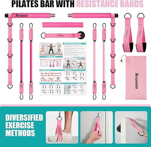 Miniatura 7 de Pilates Bar Kit with Resistance Bands, Pilates Workout Equipment for Legs, Hip, Waist, Arm, Squats Exercise Equipment for Home Workouts, Adjustable