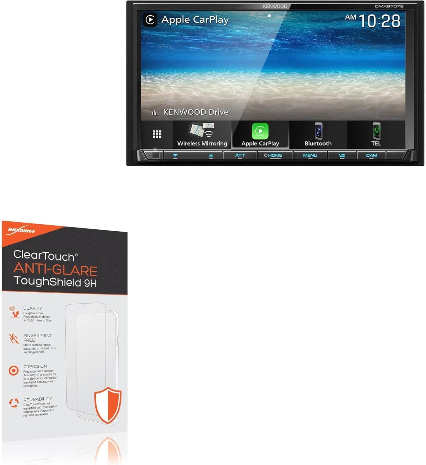 BoxWave Screen Protector Compatible with Kenwood DMX9707S - ClearTouch Anti-Glare ToughShield 9H (2-Pack), Anti-Glare 9H Tough Flexible Film Screen Protector