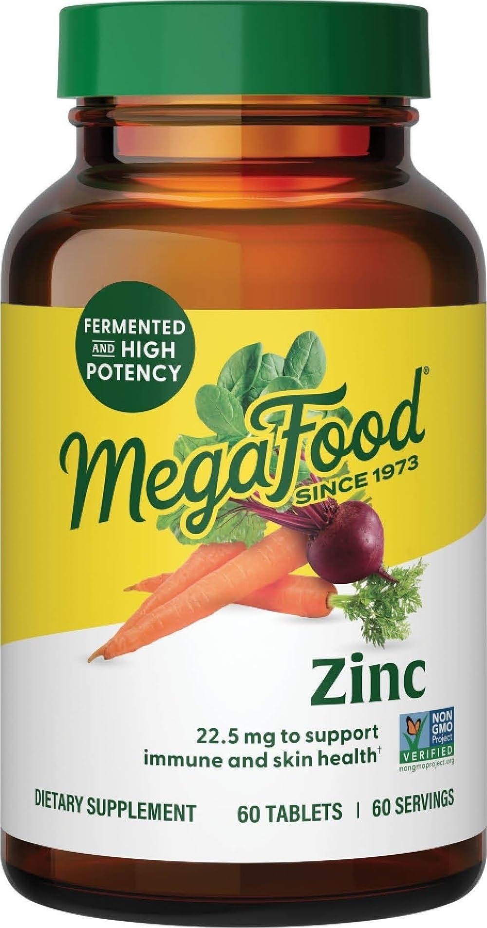 MegaFood Zinc Bisglycinate, High Absorption, Immune Support, 60 Tablets 60 Count (Pack of 1)