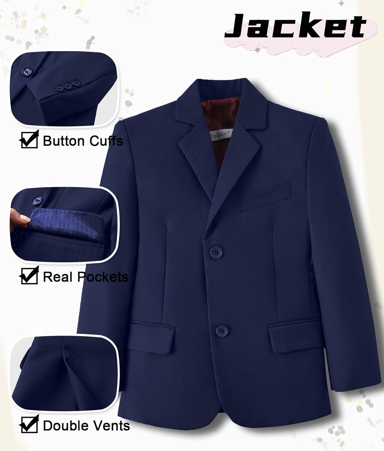 YuanLu Suits for Boys Ring Bearer Outfit Formal Vest and Pants Suit for Boy Wedding Suits Set - Image 3