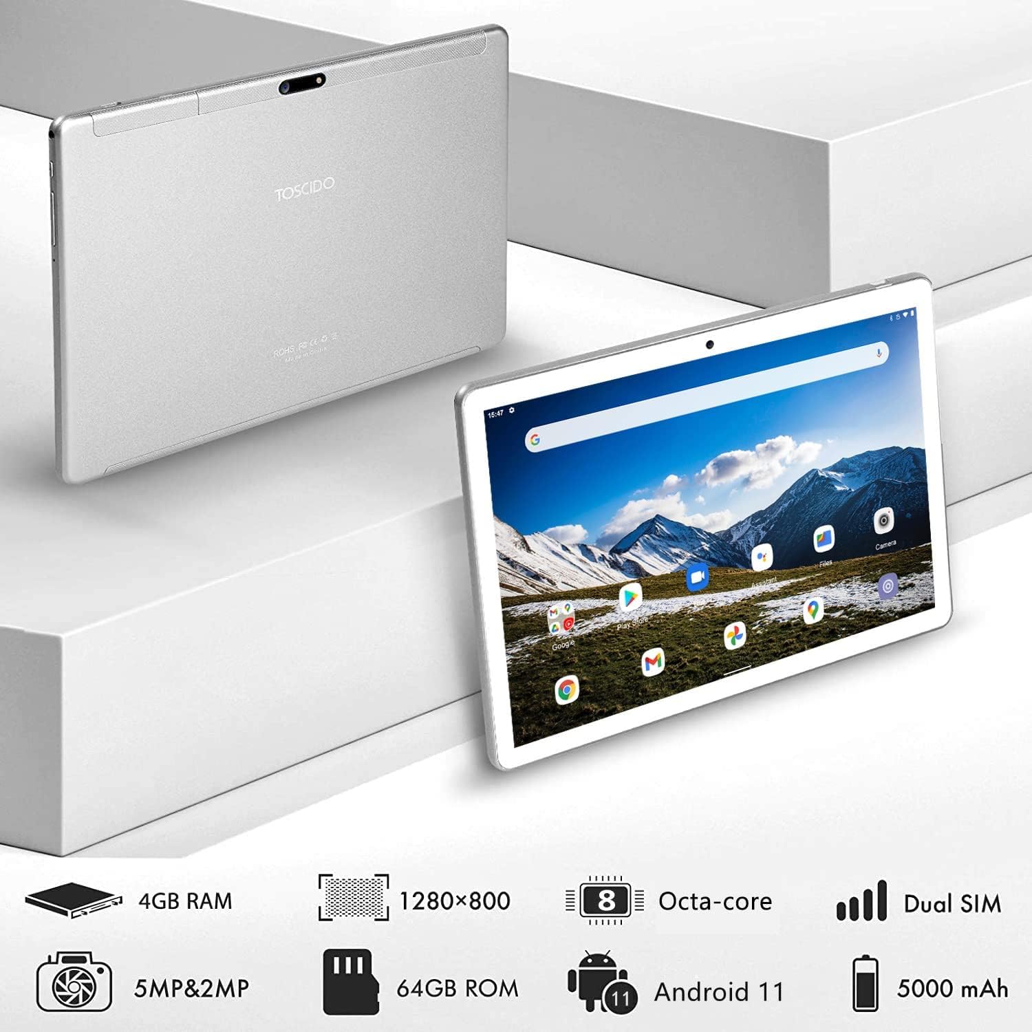 TOSCiDO Tablet 10 Pollici Android 11 Grigio Tab Octa Core,4GB RAM,64GB Espandibile 512GB SD,Dual SIM,4G LTE/WiFi,con custodia protettiva,mouse wireless,tastiera Bluetooth,penna capacitiva TOSCiDO Tablet 10 Pollici Android 11 Grigio Tab Octa Core,4GB RAM,64GB Espandibile 512GB SD,Dual SIM,4G LTE/WiFi,con custodia protettiva,mouse wireless,tastiera Bluetooth,penna capacitiva