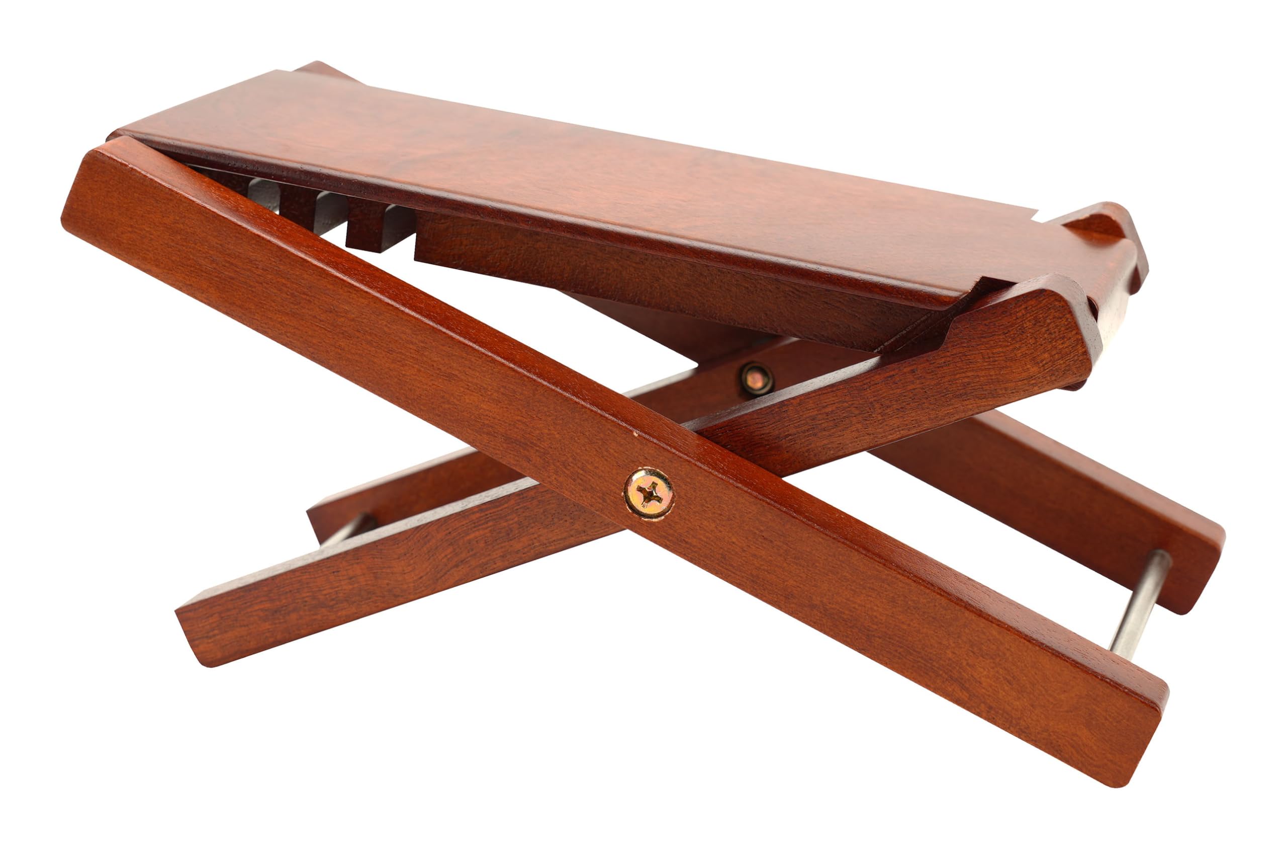 Reposapiés de guitarra Spiretro Premium de madera de caoba - Altura ajustable en 4 posiciones, diseño plegable con bolsa de transporte - Reposapiés de guitarra marrón macizo para sesiones de juego