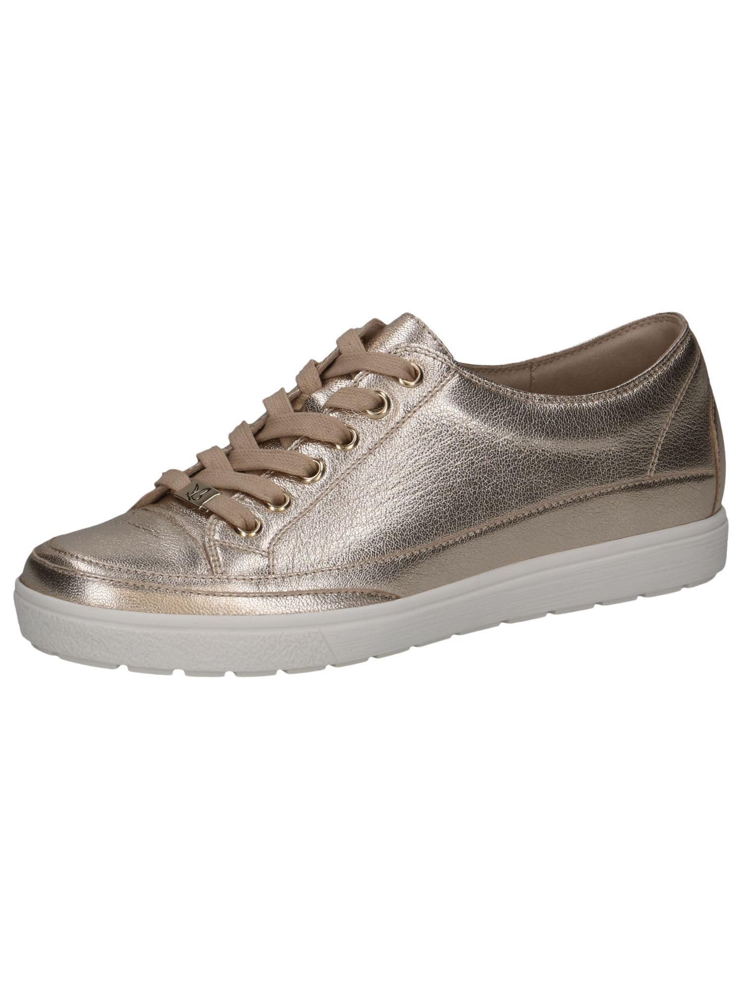 CAPRICE Women's Low-top Leather Sneakers with Laces, Metallic (Platin Metal.), 3.5 UK