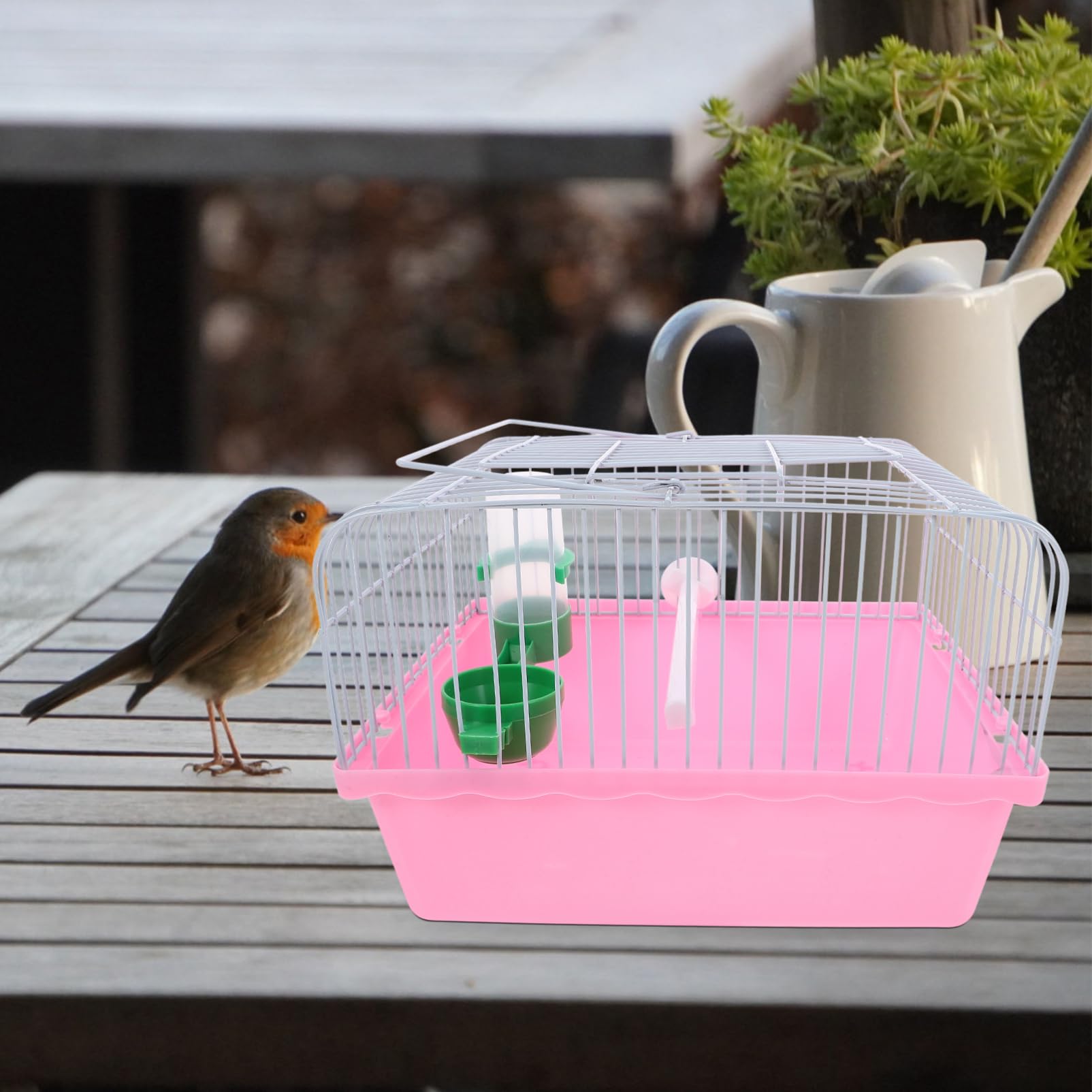 POPETPOP Bird Travel Cage Bird Carrier with Water Bottle : Portable Bird Cage Parrot Travel Carrier with Handle Small Bird Cage for Parakeets Finches Lovebirds