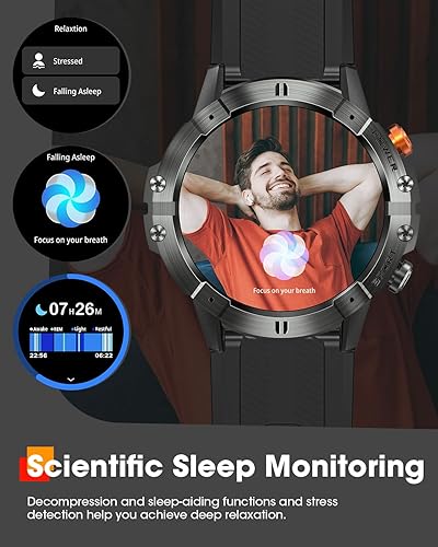 Miniatura 4 de Relojes inteligentes para hombres, reloj inteligente militar con llamadas Bluetooth, rastreador de actividad física impermeable con frecuencia
