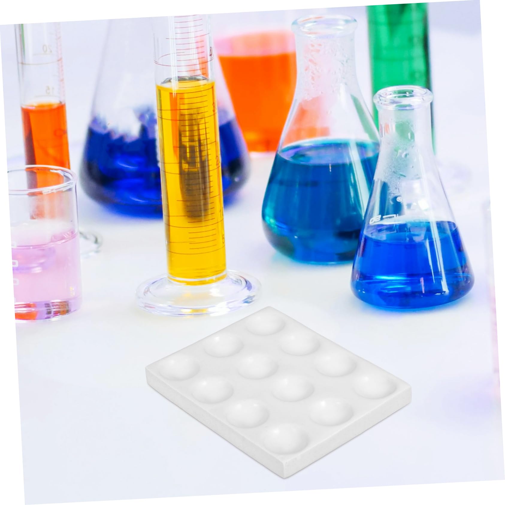 Keramik Tüpfelplatte mit 12 Löchern, Weiß für Laborzwecke | Porzellan Fleckplatte, Wissenschaftliche Experimentierplatte für Laboroperationen, Verschleißfest