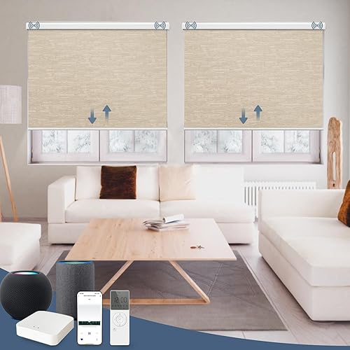 Kerxwerd Persianas opacas motorizadas, persianas enrollables de ancho personalizado con cenefa Bluetooth APPControl compatible con Alexa, Google, Kerxwerd Persianas opacas motorizadas, persianas enrollables de ancho personalizado con cenefa Bluetooth APPControl compatible con Alexa, Google,