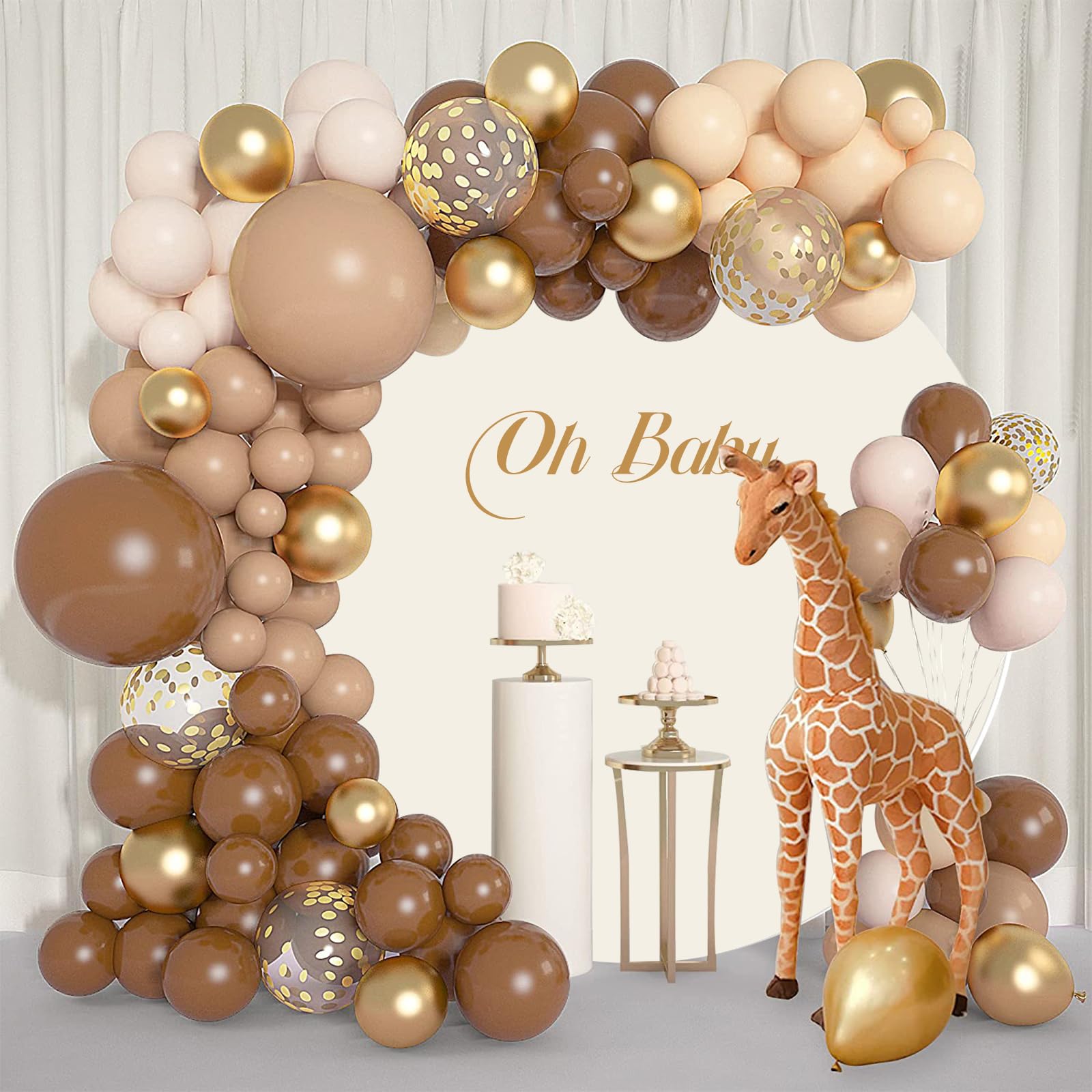 200cm runde beige Fotohintergrundkulisse für Jungen und Mädchen Geburtstag Babyparty Taufe Fotohintergrund (ohne Bogen), Hochzeit, Brautparty Banner Porträt-Fotorequisite