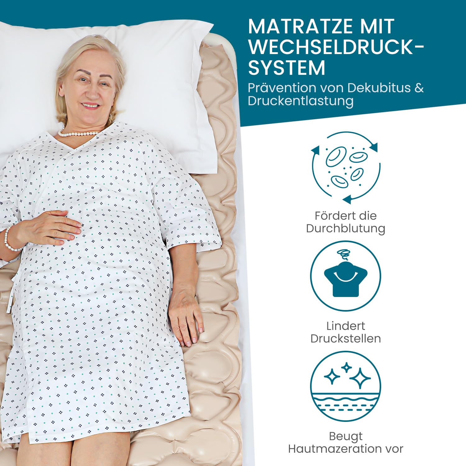 Kekoy Antidekubitus Matratze mit flüsterleisen Pumpe und Wasserdicht, für Dekubitus Grad I, Dekubitus Hilfsmittel für Krankenhaus, Zuhause, Krankenbett, 200 x 90 cm