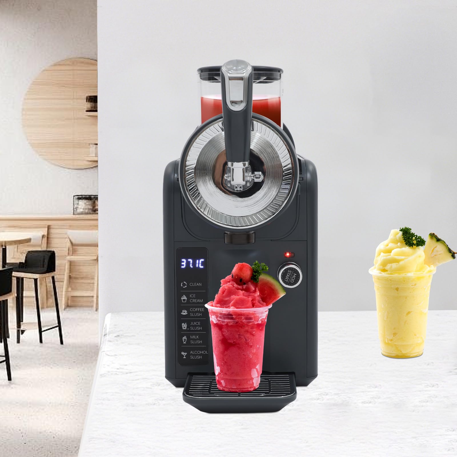 Macchina per bevande congelata per gelato, frullatore, macchina per il caffè, macchina per il gelato, attrezzatura da cucina, display a LED per ristoranti, caffetterie, bar, casa (grigio)