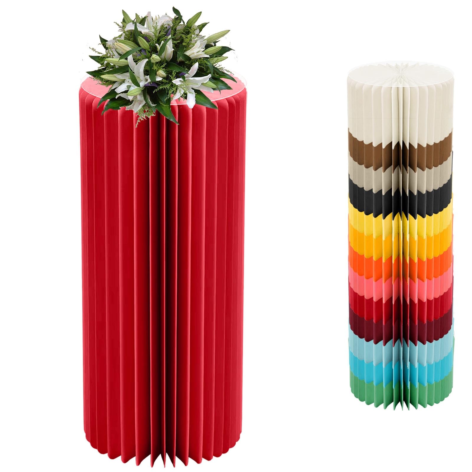 YTBHSHXZ plinth， Foldable Cardboard Cylinder Pedestal Cake Stand Multicolor 20-100cm(Red,H 80cm/31.5in)
