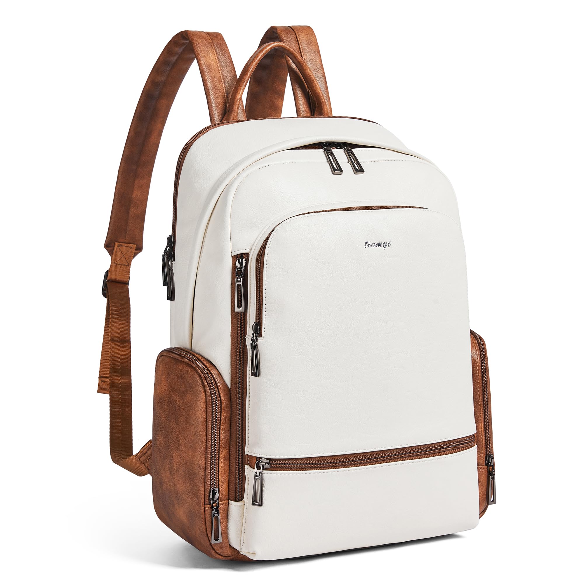 Zaini in pelle da donna, zaino per computer portatile da 15,6 pollici, elegante, borsa da lavoro, viaggi, università