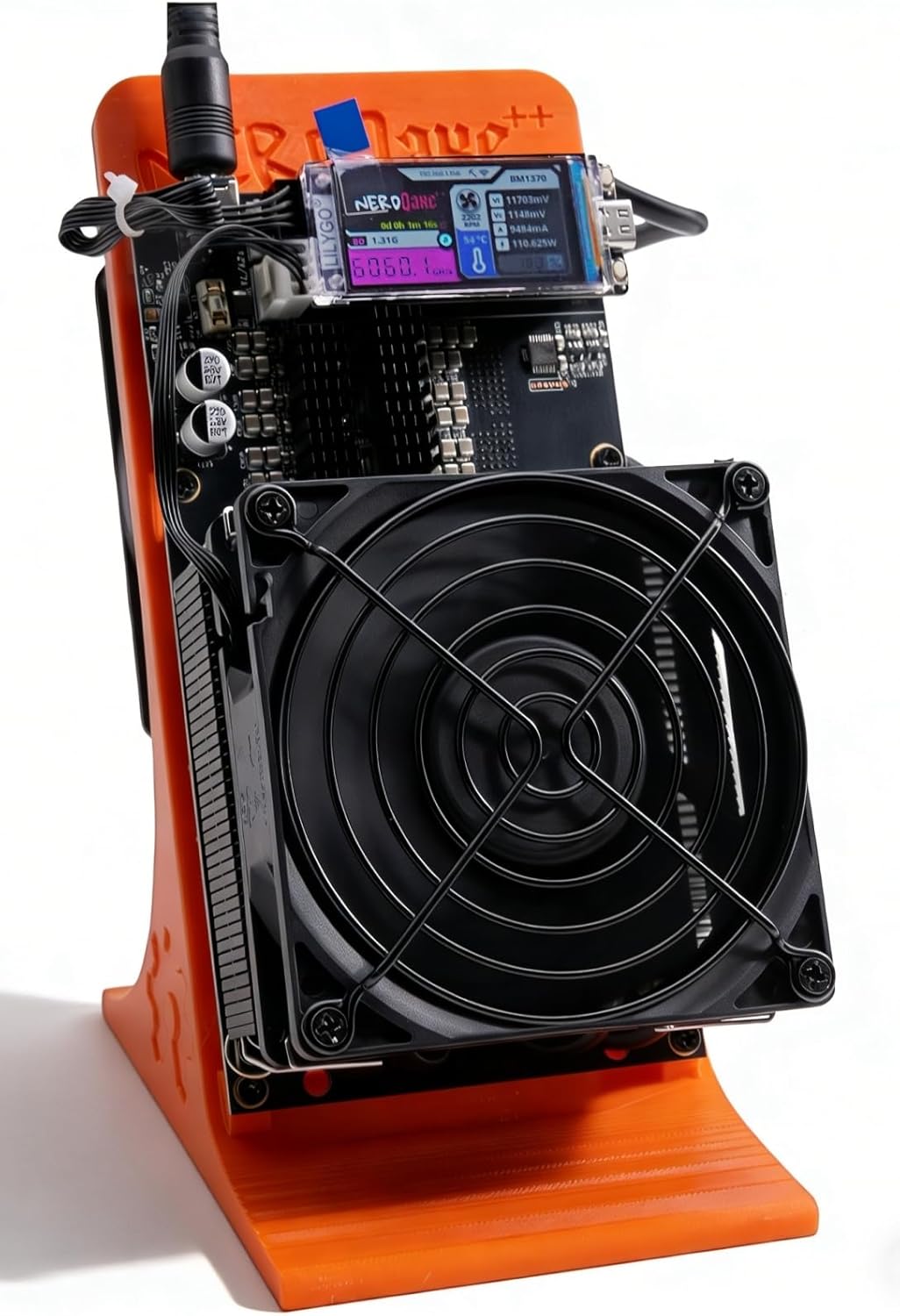 Upgraded Bitcoins Miner NerdQaxe++, 6TH/S Solo Lottery Miner, 100W Low Power Consumption & Dual Front-Rear Silent Fans for Superior Cooling, Open-Source Crypto Mining Machine for Home Use