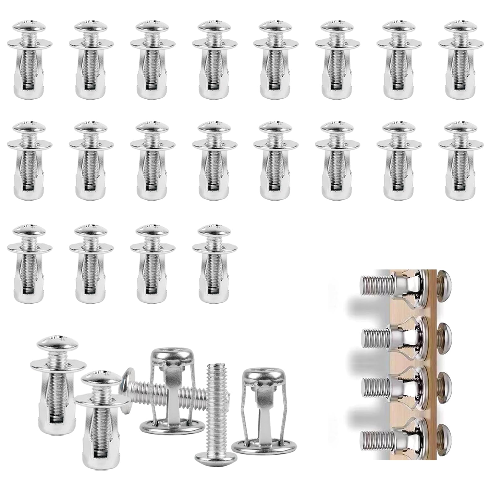20 sztuk kołków wgłębnych M8 x 30 mm kołki wgłębne metalowe z śrubami, kołki rozporowe z mosiądzu do cienkich ścian, drzwi wgłębnych i blach żelaznych (M8*30)