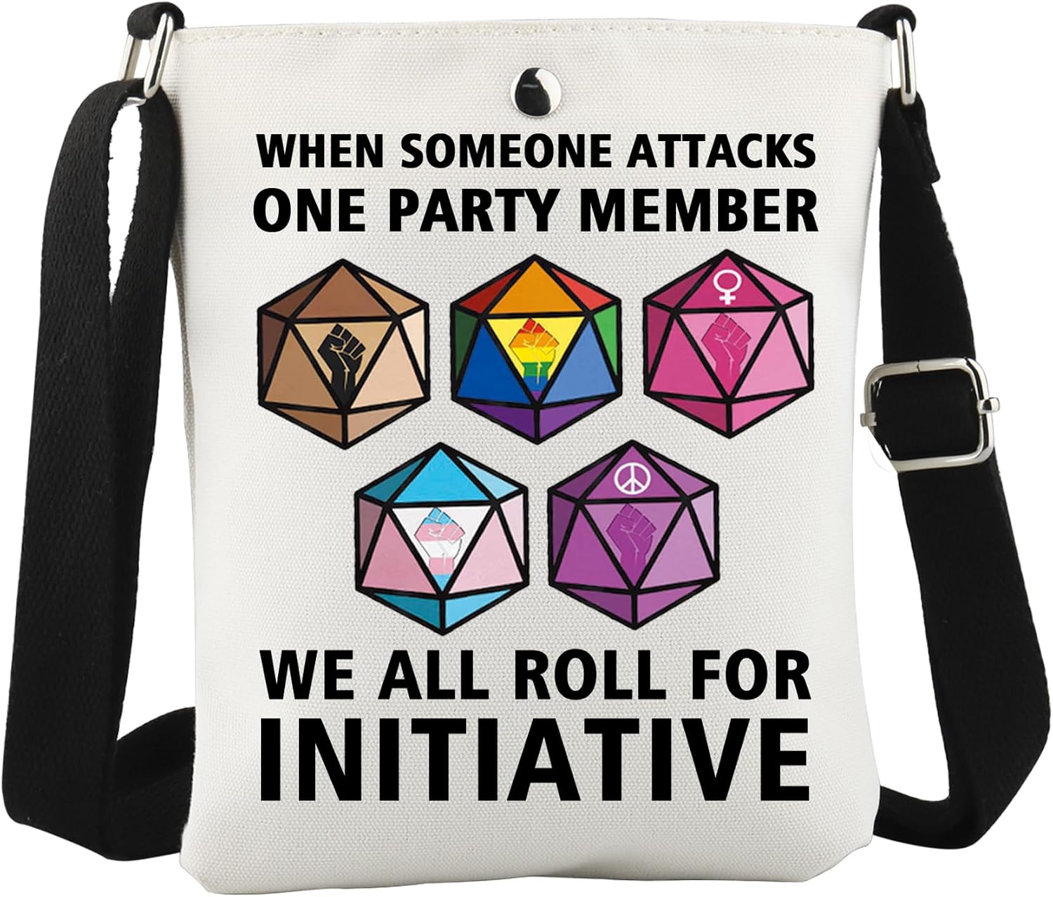 WCGXKO LGBT Pride Black Lives Matter Crossbody Bag Funny Dragon Dice Game Gift LGBT Gift for Gamer