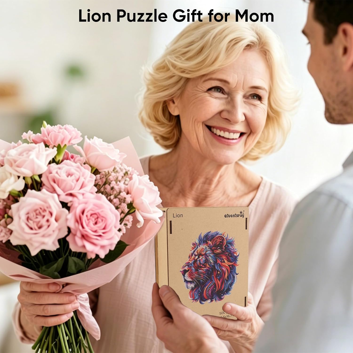 Qiuenisray Wooden Puzzles for Adults 200 Pieces, Lion Jigsaw Puzzles for Teenagers, Challenging Wood Puzzle, FSC Certified Unique Shape Animal Adult Puzzles, Creative Gift for Family Game 11.4x10.6 in