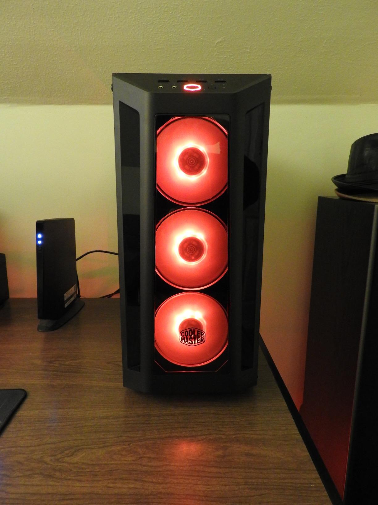 Internal view of the Cooler Master MasterBox MB530P showing the power supply shroud and cable management area.