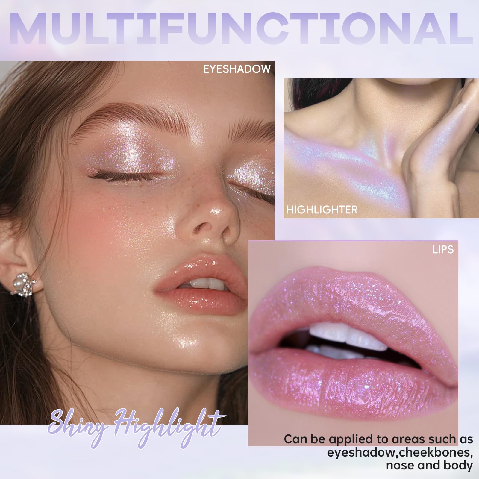 Amazon.com : HOSAILY Holographic Chameleon Pink Purple Glitter Lip