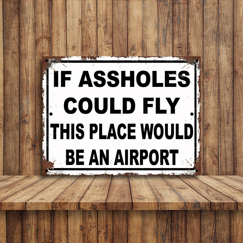 Is ass***** Could fly this place would be an Airport Funny Theme Retro style metal tin sign/plaque (10" x 8") - Image 4