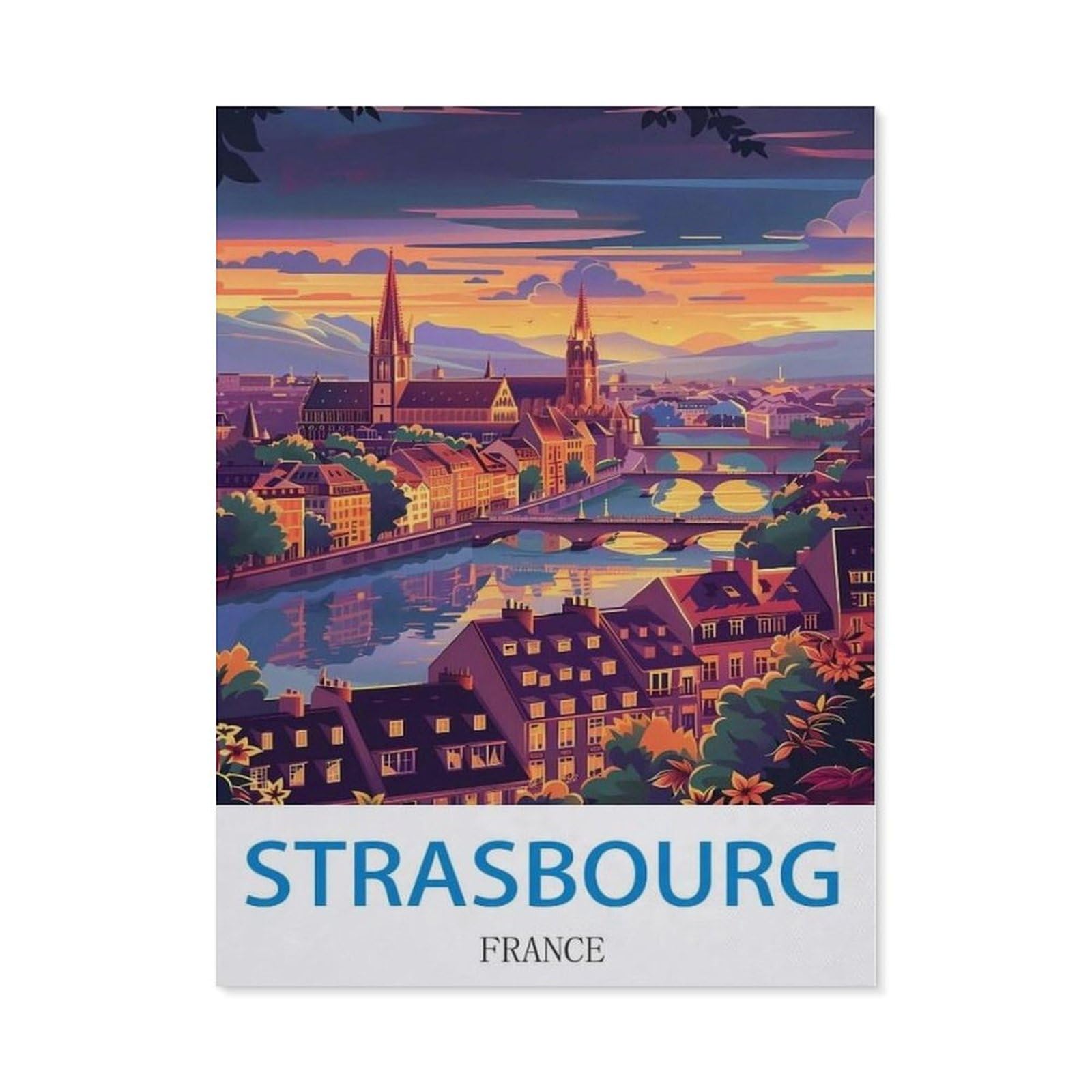 Vintage Art Metal Signs Funny Sign，Strasbourg France，Wall Artwork Metal Poster Bathroom Decor Vintage Country Decor Retro Metal Poster(15x30cm）6x12 inch-ED25