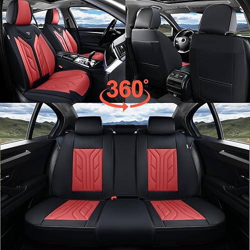 Vista 83 de Coverado Juego completo de fundas para asiento delantero y trasero para automóvil, cuero, impermeables, acojinadas, protectoras, ajuste universal