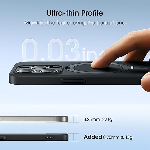 Miniatura 2 de CASEKOO Funda para iPhone 15 con soporte compatible con MagSafe, ultrafina como sin funda, tacto aterciopelado protección de cobertura completa de