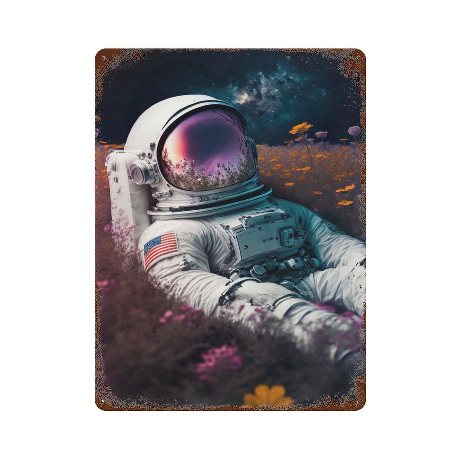 Decorative Tin Sign with Beauty Of The Cosmos Design 15.7"x11.8", for Garage, Bar And Workshop Decor, Farmhouse Wall Decor