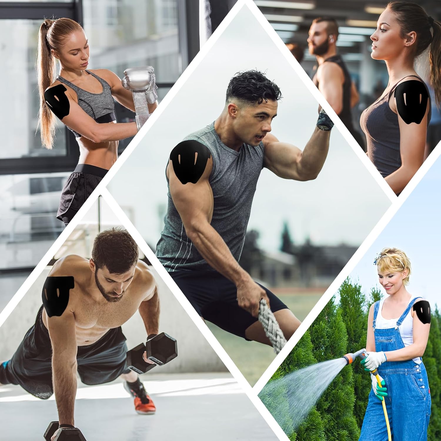 Kinesiology Tape for Shoulder, Upgraded 12PCS Precut Shoulder Tape for Pain Relief&Muscle Support, KTQUICK 5% Stronger Adhesive, Easy to Apply, Enhanced Elasticity,Waterproof&Breathable Cotton(Black) - Image 7