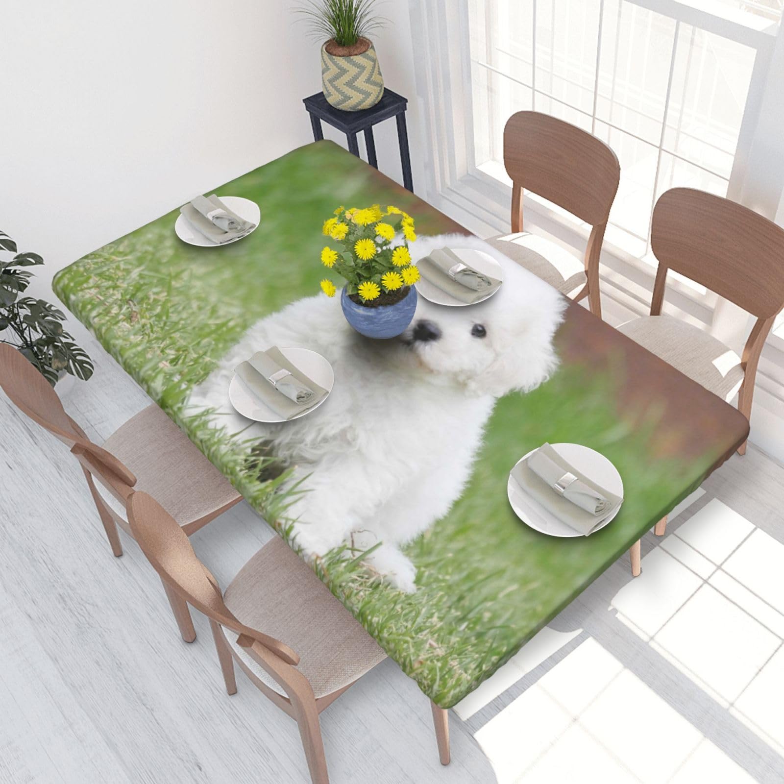WKSGDSG Fitted Tablecloth For Dining Room 4ft, Elastic Edged Table Cover