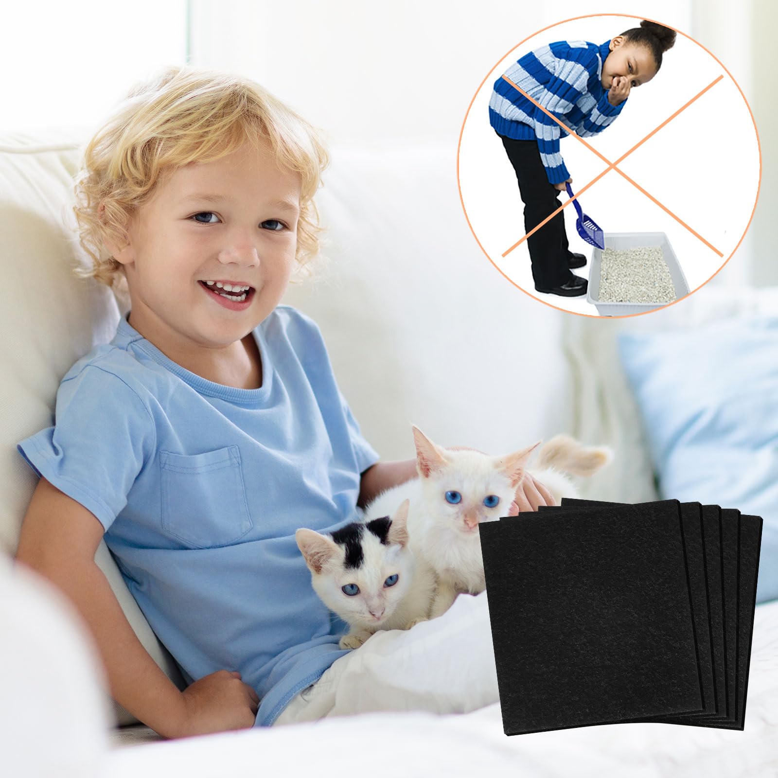 Dadabig 20 filtri di ricambio per lettiera per gatti, filtri al carbone per lettiera con cappuccio per gatti lettiera per WC lettiera filtri di ricambio per filtri odori 10,5 x 11,5 x 0,5 cm