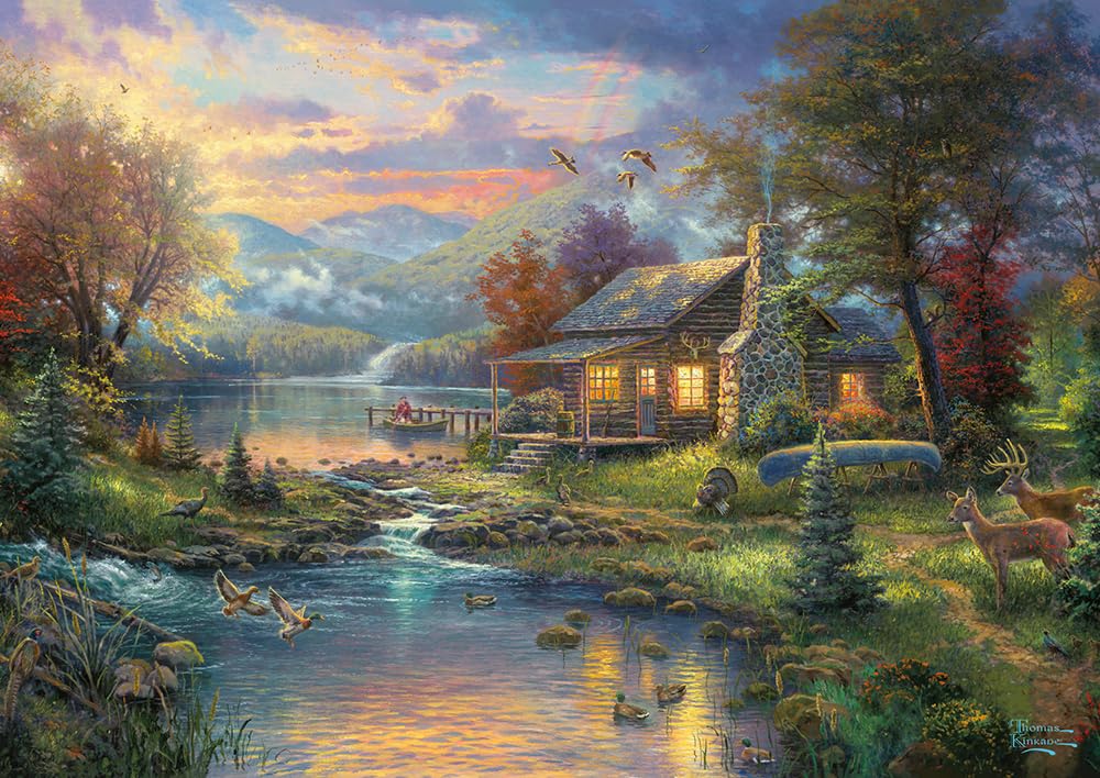 Schmidt Spiele 59691 Thomas Kinkade, Nature' Paradise, 500 Pieces Puzzle in a Nostalgia Tin, Multi-Coloured