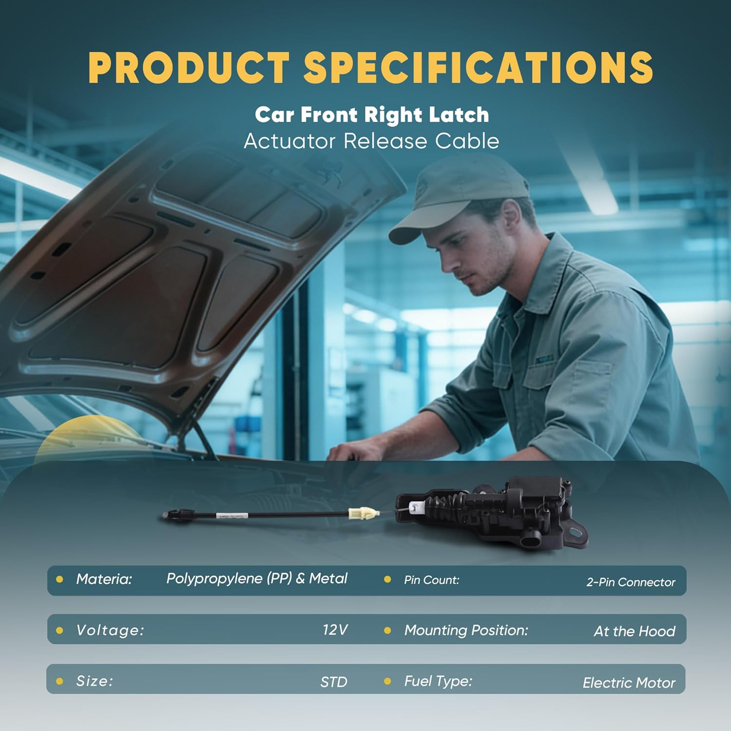 1643071-00-A Car Front Latch Actuator Release Cable 1500398-00-E Compatible with Tesla MODEL 3 2017-2023 MODEL Y 2021-2025 Hood Cable Actuator 1500398