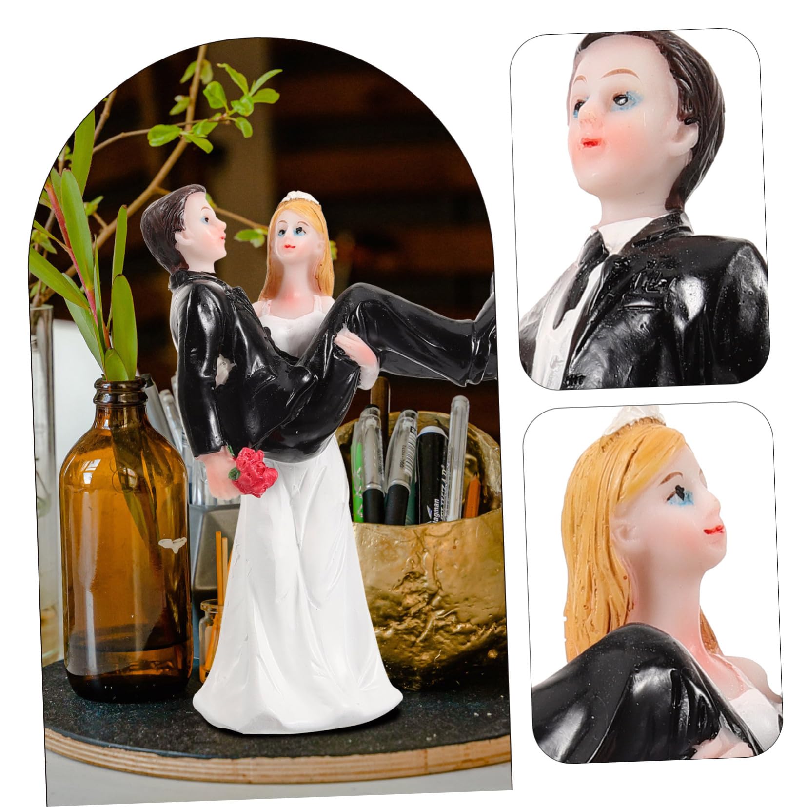 Amosfun 2 Stück Kunstharz Kunsthandwerk Ornamente Hochzeit Braut Und Bräutigam Cupcake Cartoon Puppe Figur Paar Braut Und Bräutigam Dekorationen Paar Skulptur Wohnzimmer