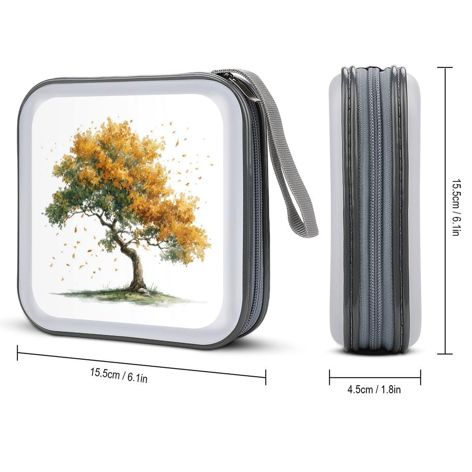 DuduYH Watercolor Tree with Leaves Falling CD Case DVD Storage Case Portable for Car Home Travel