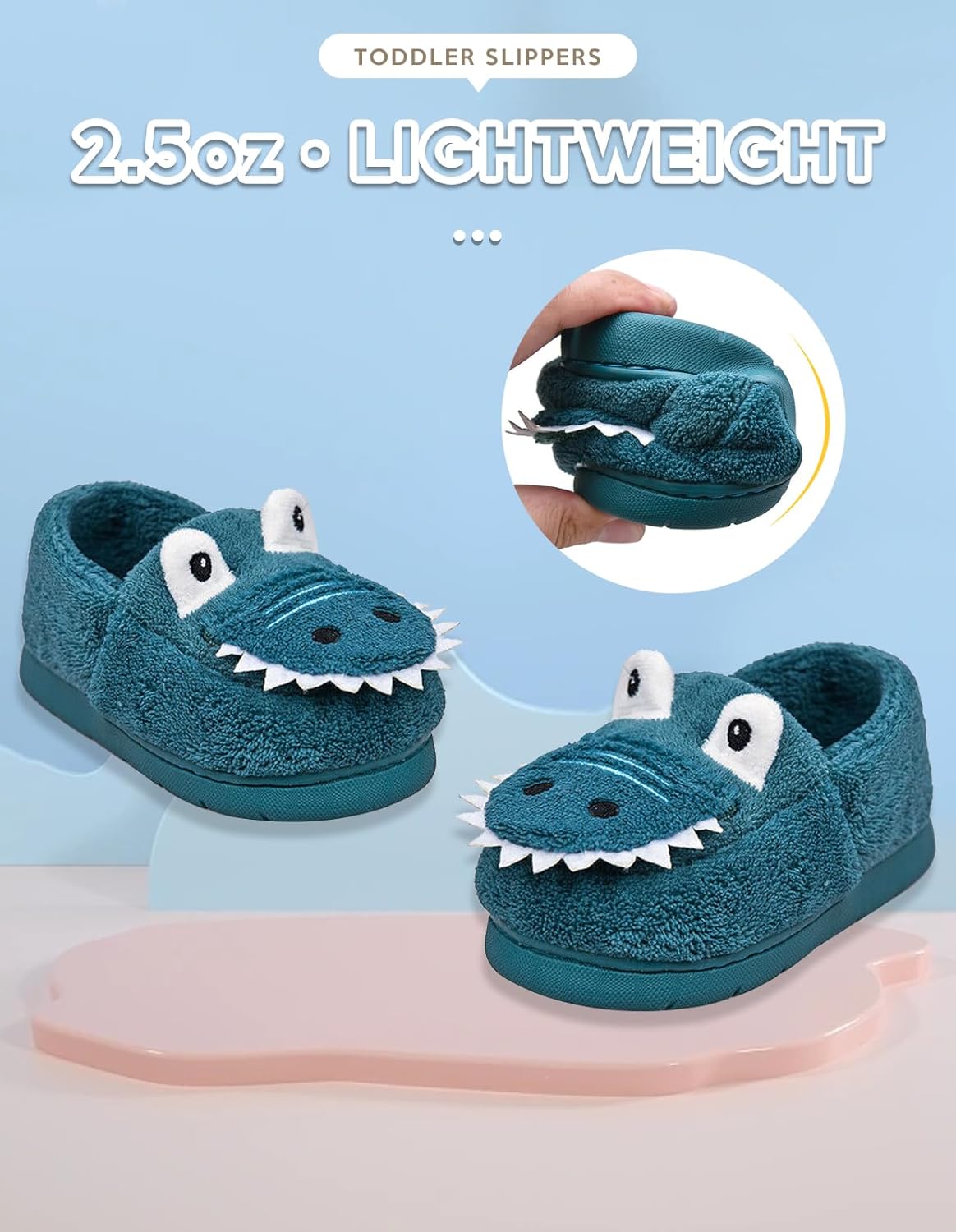 Kids Toddler Slippers Boys Girls Dinosaur Bunny House Shoes Non Slip Warm Soft Winter Fuzzy Indoor Slipper - Image 5