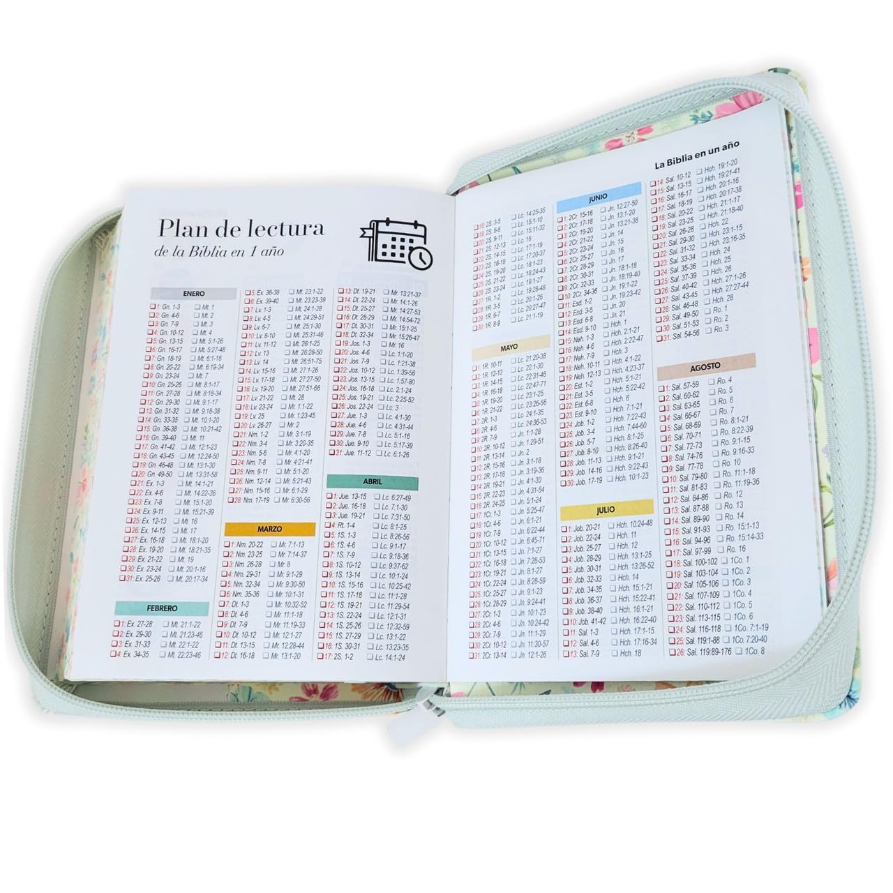 Biblia para Mujer Portatil Reina Valera 1960 Letra Grande 12 puntos con Cierre duotono blanco y rosa floral con indice y canto floral      Imitation Leather – January 24, 2026
