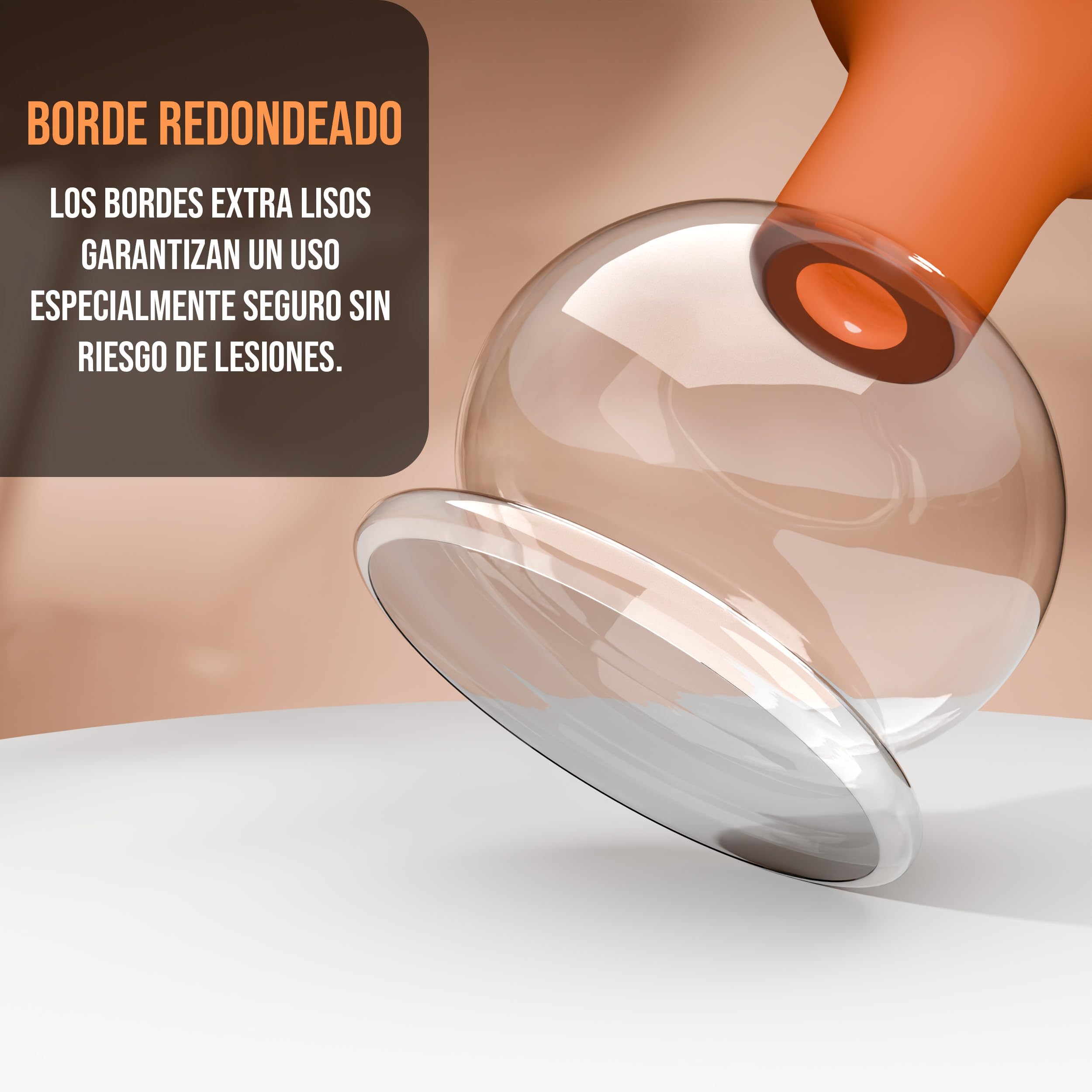 Pulox Juego de ventosas de cristal auténtico con ventosa – 3 x Ventosas médicas en marrón – 25 mm, 32 mm, 40 mm