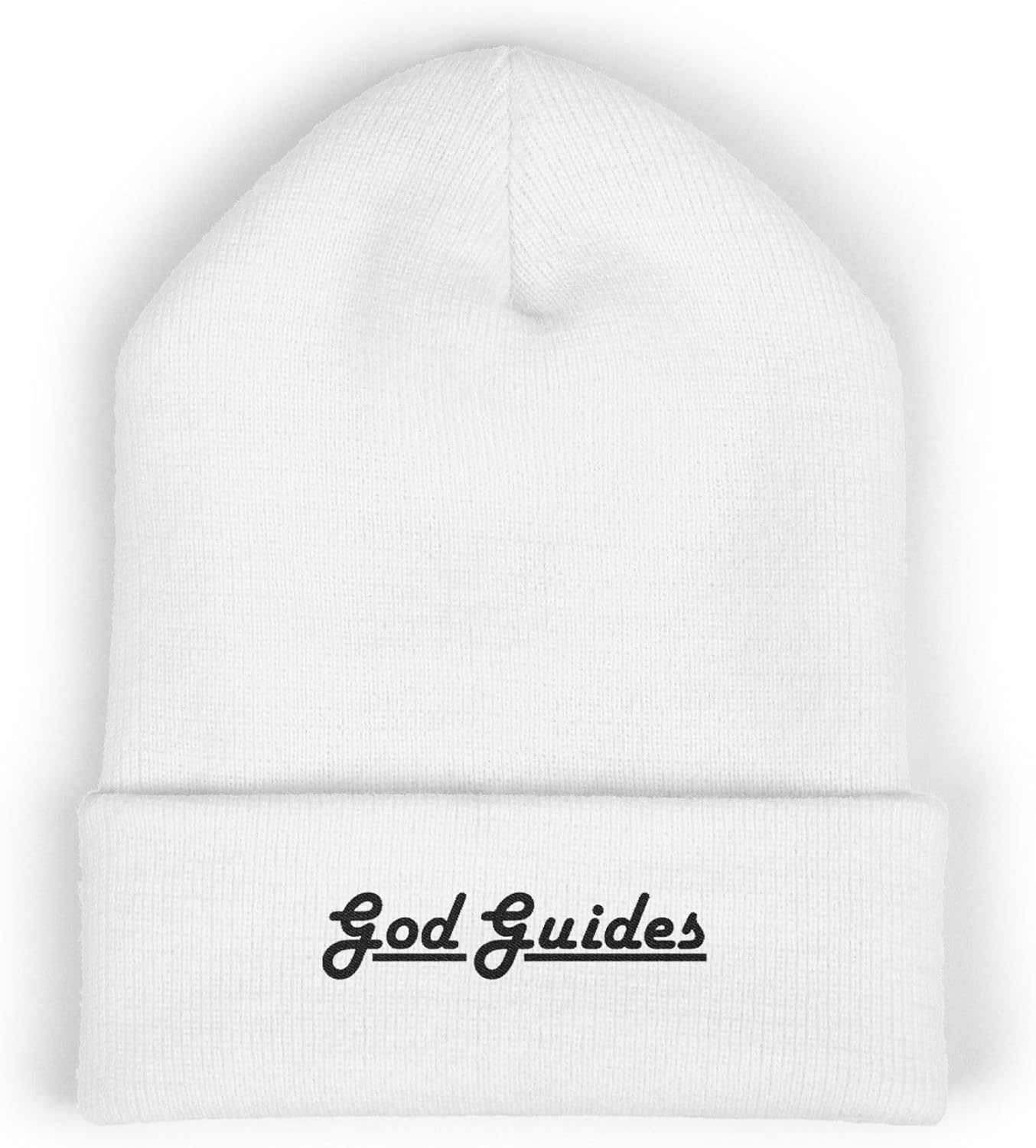 Premium Classic Cuffed Beanie Hat Gift with Embroidery Message 'God Guides'